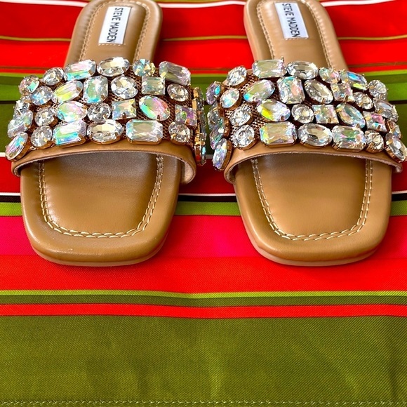 Brand New Steve Madden Malina Jeweled Gem Sparkly Bling Slide Sandals - Picture 10 of 13